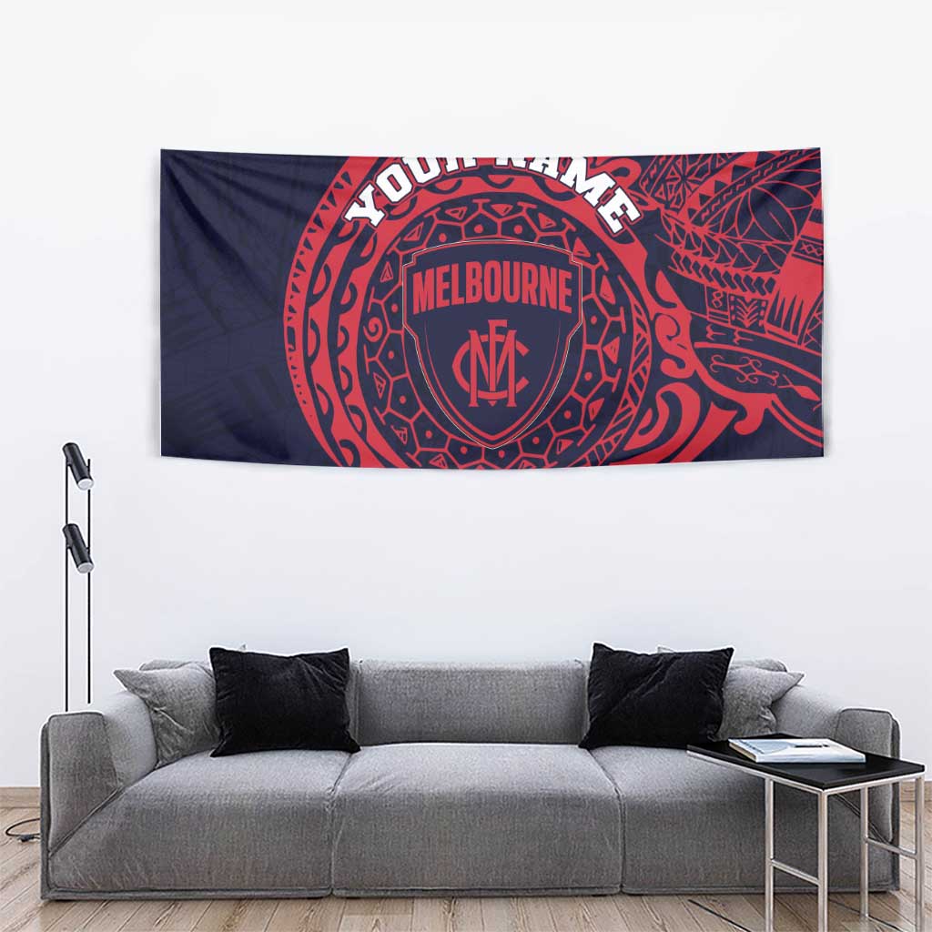 Personalized Melbourne Demons Polynesian Tapestry Tribal Chest and Sleeve Tattoo Heritage Warrior