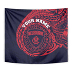 Personalized Melbourne Demons Polynesian Tapestry Tribal Chest and Sleeve Tattoo Heritage Warrior