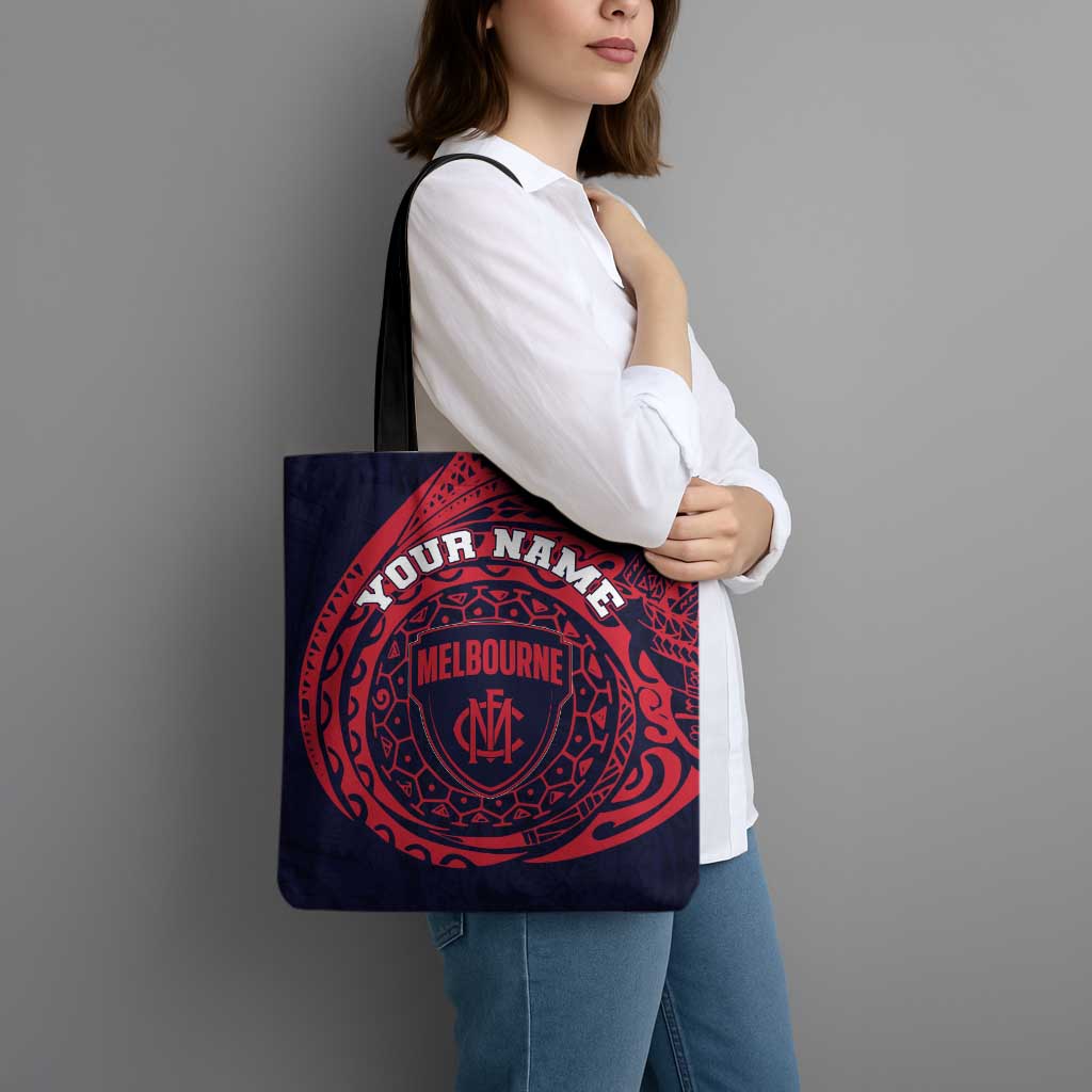 Personalized Melbourne Demons Polynesian Tote Bag Tribal Chest and Sleeve Tattoo Heritage Warrior