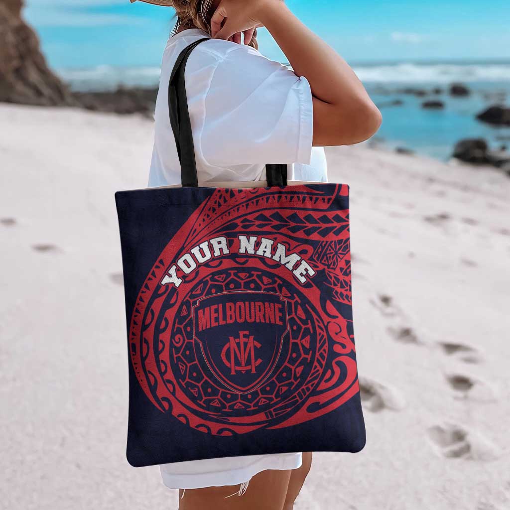 Personalized Melbourne Demons Polynesian Tote Bag Tribal Chest and Sleeve Tattoo Heritage Warrior