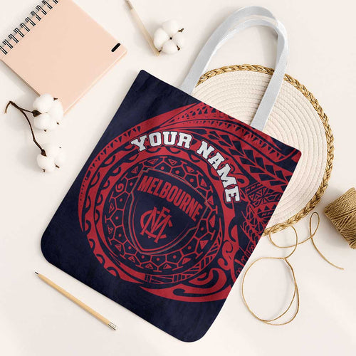 Personalized Melbourne Demons Polynesian Tote Bag Tribal Chest and Sleeve Tattoo Heritage Warrior