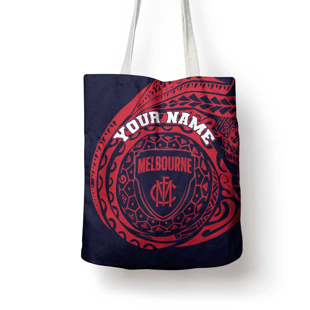 Personalized Melbourne Demons Polynesian Tote Bag Tribal Chest and Sleeve Tattoo Heritage Warrior