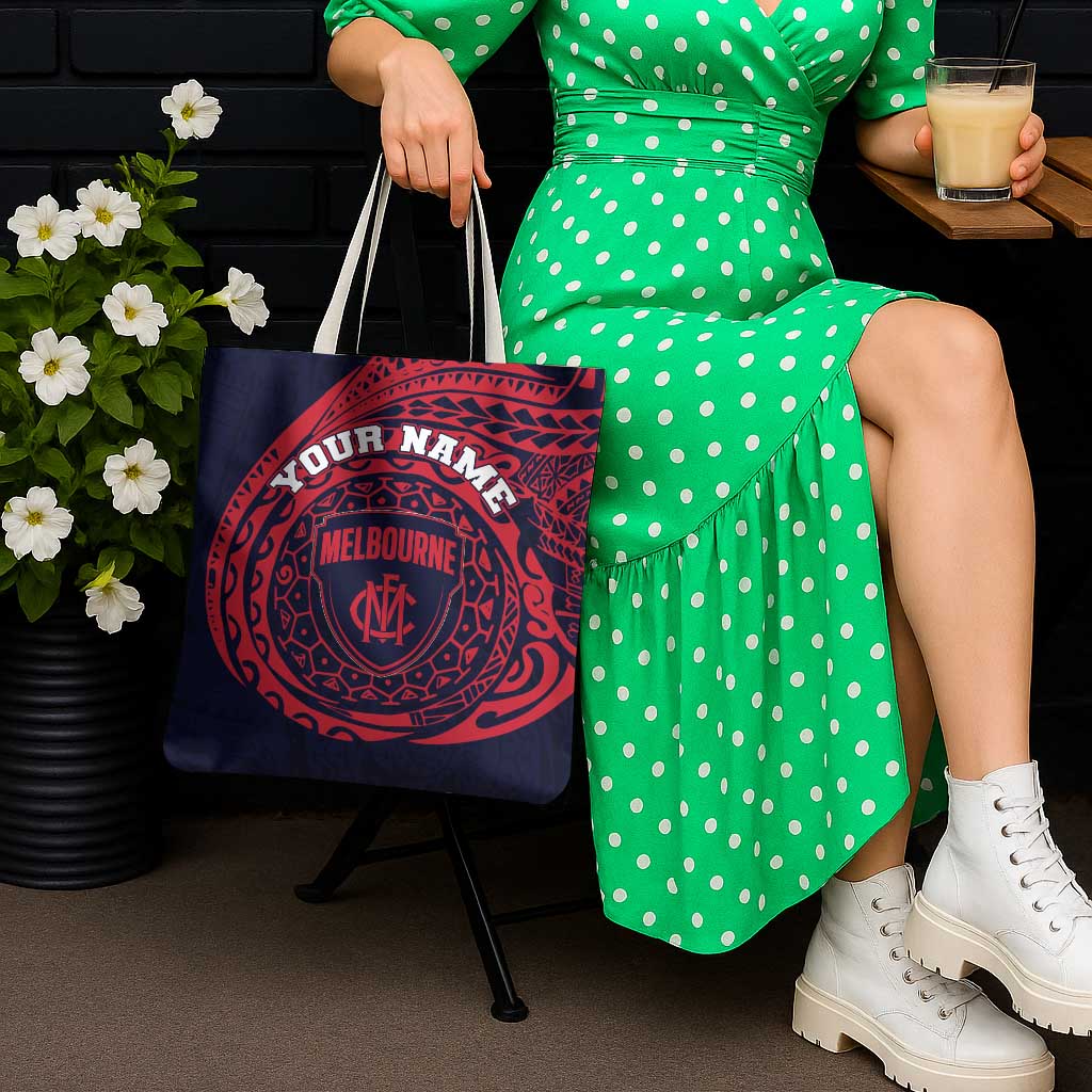 Personalized Melbourne Demons Polynesian Tote Bag Tribal Chest and Sleeve Tattoo Heritage Warrior