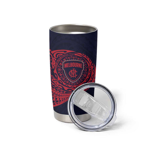 Personalized Melbourne Demons Polynesian Tumbler Cup Tribal Chest and Sleeve Tattoo Heritage Warrior