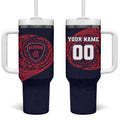 Personalized Melbourne Demons Polynesian Tumbler With Handle Tribal Chest and Sleeve Tattoo Heritage Warrior