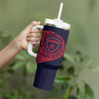 Personalized Melbourne Demons Polynesian Tumbler With Handle Tribal Chest and Sleeve Tattoo Heritage Warrior
