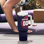 Personalized Melbourne Demons Polynesian Tumbler With Handle Tribal Chest and Sleeve Tattoo Heritage Warrior