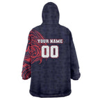 Personalized Melbourne Demons Polynesian Wearable Blanket Hoodie Tribal Chest and Sleeve Tattoo Heritage Warrior