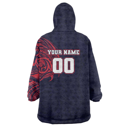 Personalized Melbourne Demons Polynesian Wearable Blanket Hoodie Tribal Chest and Sleeve Tattoo Heritage Warrior