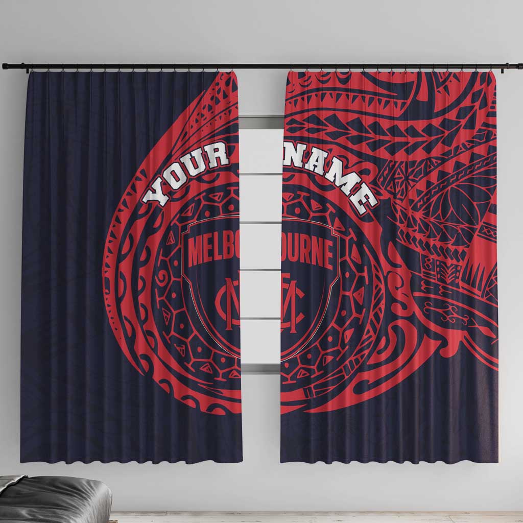 Personalized Melbourne Demons Polynesian Window Curtain Tribal Chest and Sleeve Tattoo Heritage Warrior