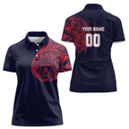 Personalized Melbourne Demons Polynesian Women Polo Shirt Tribal Chest and Sleeve Tattoo Heritage Warrior