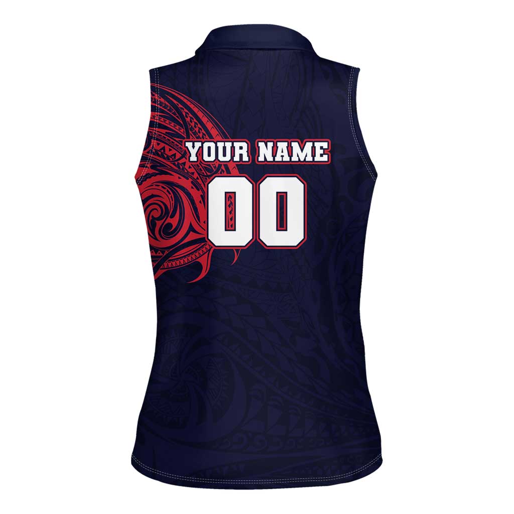 Personalized Melbourne Demons Polynesian Women Sleeveless Polo Shirt Tribal Chest and Sleeve Tattoo Heritage Warrior