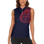 Personalized Melbourne Demons Polynesian Women Sleeveless Polo Shirt Tribal Chest and Sleeve Tattoo Heritage Warrior