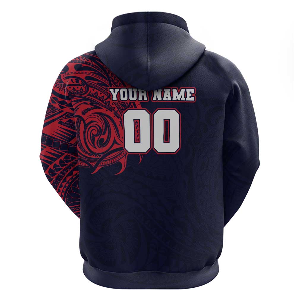 Personalized Melbourne Demons Polynesian Zip Hoodie Tribal Chest and Sleeve Tattoo Heritage Warrior