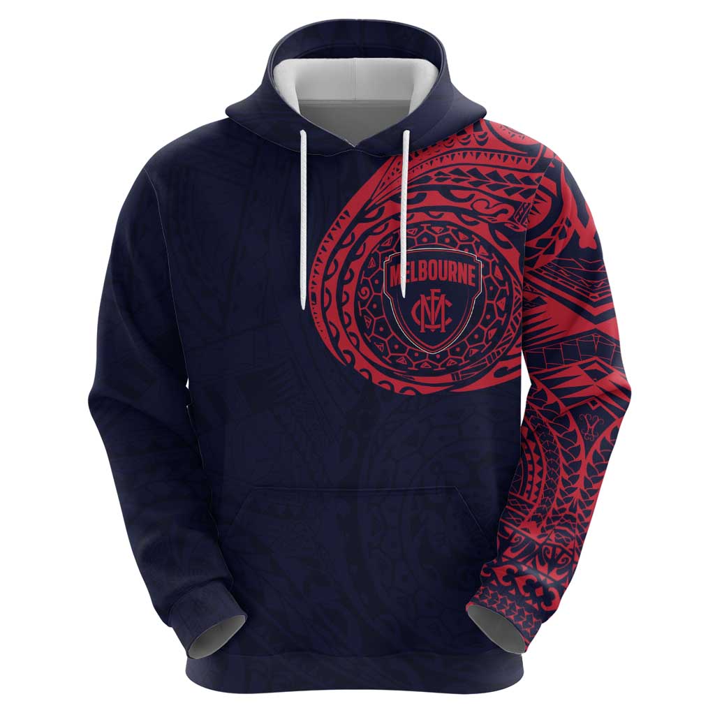 Personalized Melbourne Demons Polynesian Zip Hoodie Tribal Chest and Sleeve Tattoo Heritage Warrior