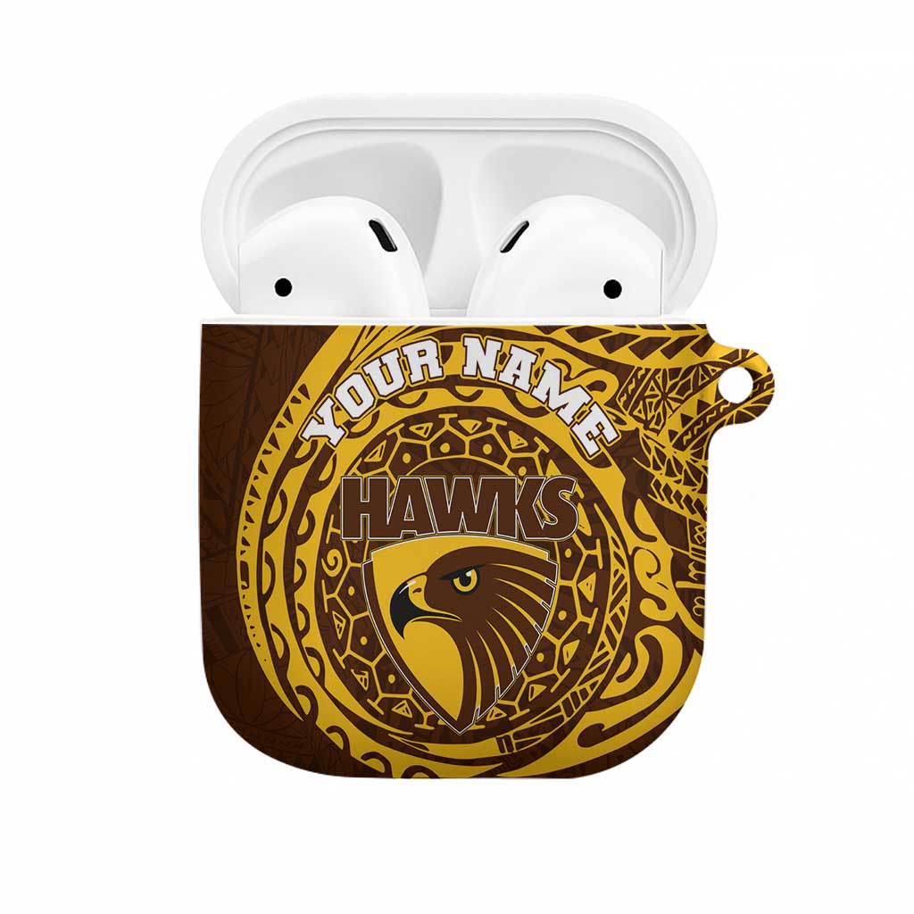 Personalized Hawthorn Hawks Polynesian AirPods Case Tribal Chest and Sleeve Tattoo Heritage Warrior