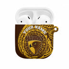 Personalized Hawthorn Hawks Polynesian AirPods Case Tribal Chest and Sleeve Tattoo Heritage Warrior