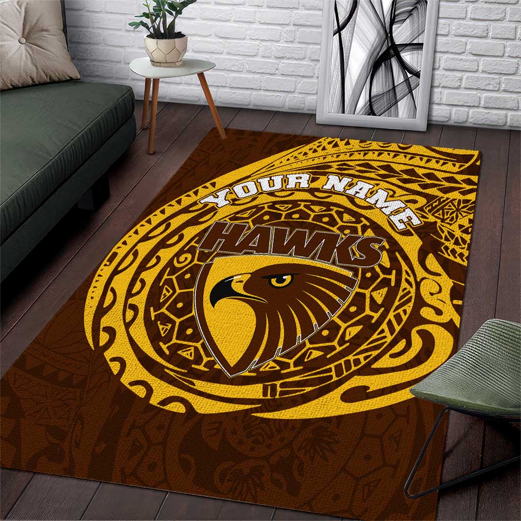 Personalized Hawthorn Hawks Polynesian Area Rug Tribal Chest and Sleeve Tattoo Heritage Warrior