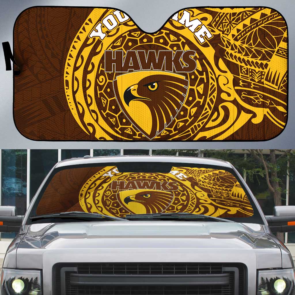 Personalized Hawthorn Hawks Polynesian Auto Sun Shade Tribal Chest and Sleeve Tattoo Heritage Warrior