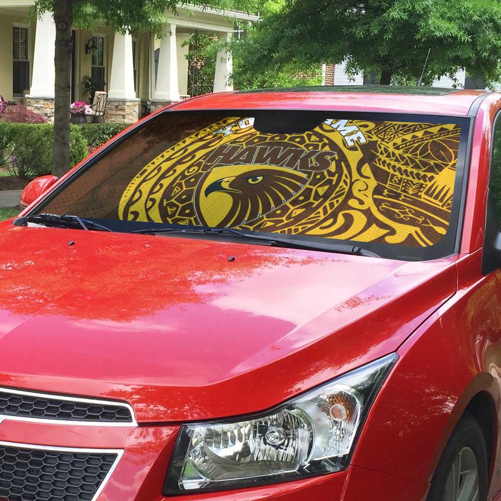 Personalized Hawthorn Hawks Polynesian Auto Sun Shade Tribal Chest and Sleeve Tattoo Heritage Warrior