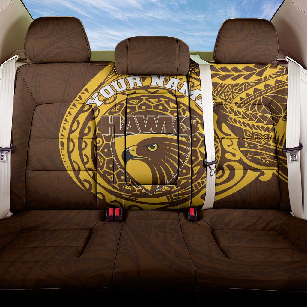 Personalized Hawthorn Hawks Polynesian Back Car Seat Cover Tribal Chest and Sleeve Tattoo Heritage Warrior