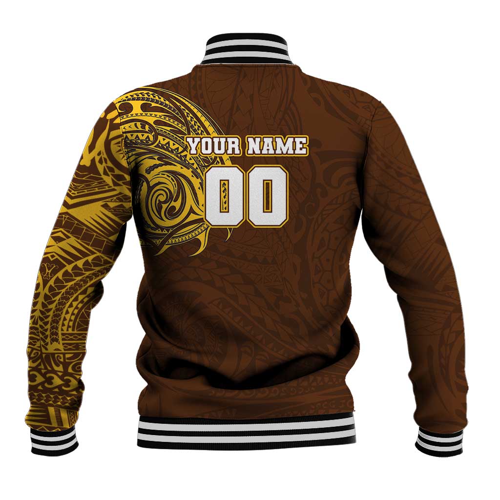 Personalized Hawthorn Hawks Polynesian Baseball Jacket Tribal Chest and Sleeve Tattoo Heritage Warrior