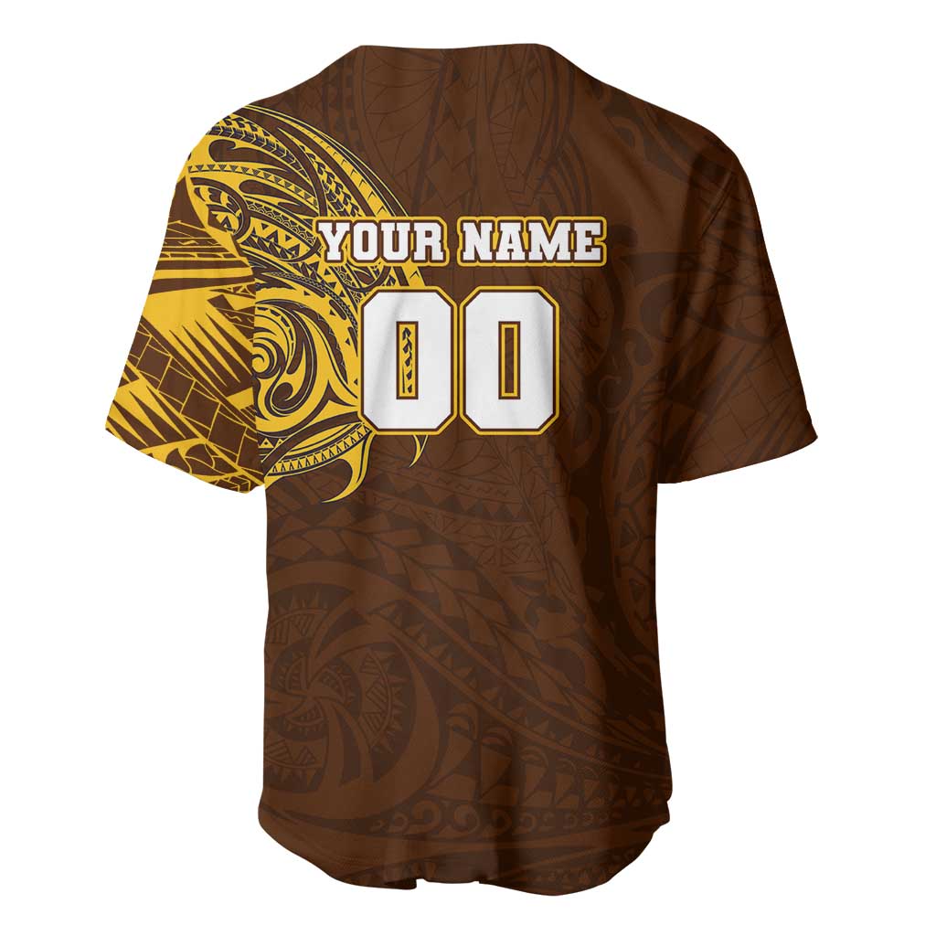 Personalized Hawthorn Hawks Polynesian Baseball Jersey Tribal Chest and Sleeve Tattoo Heritage Warrior