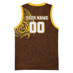 Personalized Hawthorn Hawks Polynesian Basketball Jersey Tribal Chest and Sleeve Tattoo Heritage Warrior