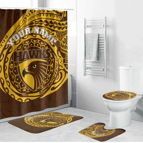 Personalized Hawthorn Hawks Polynesian Bathroom Set Tribal Chest and Sleeve Tattoo Heritage Warrior
