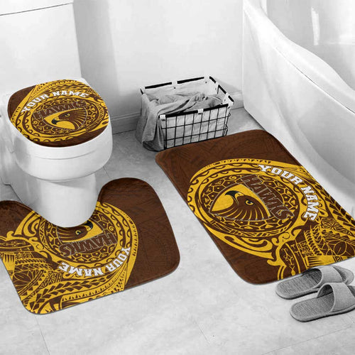 Personalized Hawthorn Hawks Polynesian Bathroom Set Tribal Chest and Sleeve Tattoo Heritage Warrior