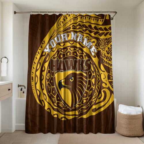 Personalized Hawthorn Hawks Polynesian Bathroom Set Tribal Chest and Sleeve Tattoo Heritage Warrior