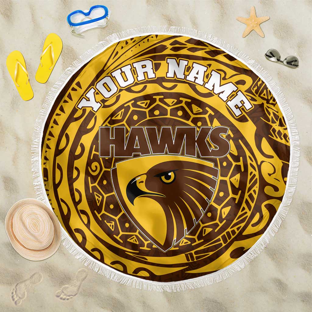 Personalized Hawthorn Hawks Polynesian Beach Blanket Tribal Chest and Sleeve Tattoo Heritage Warrior