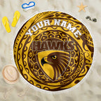 Personalized Hawthorn Hawks Polynesian Beach Blanket Tribal Chest and Sleeve Tattoo Heritage Warrior