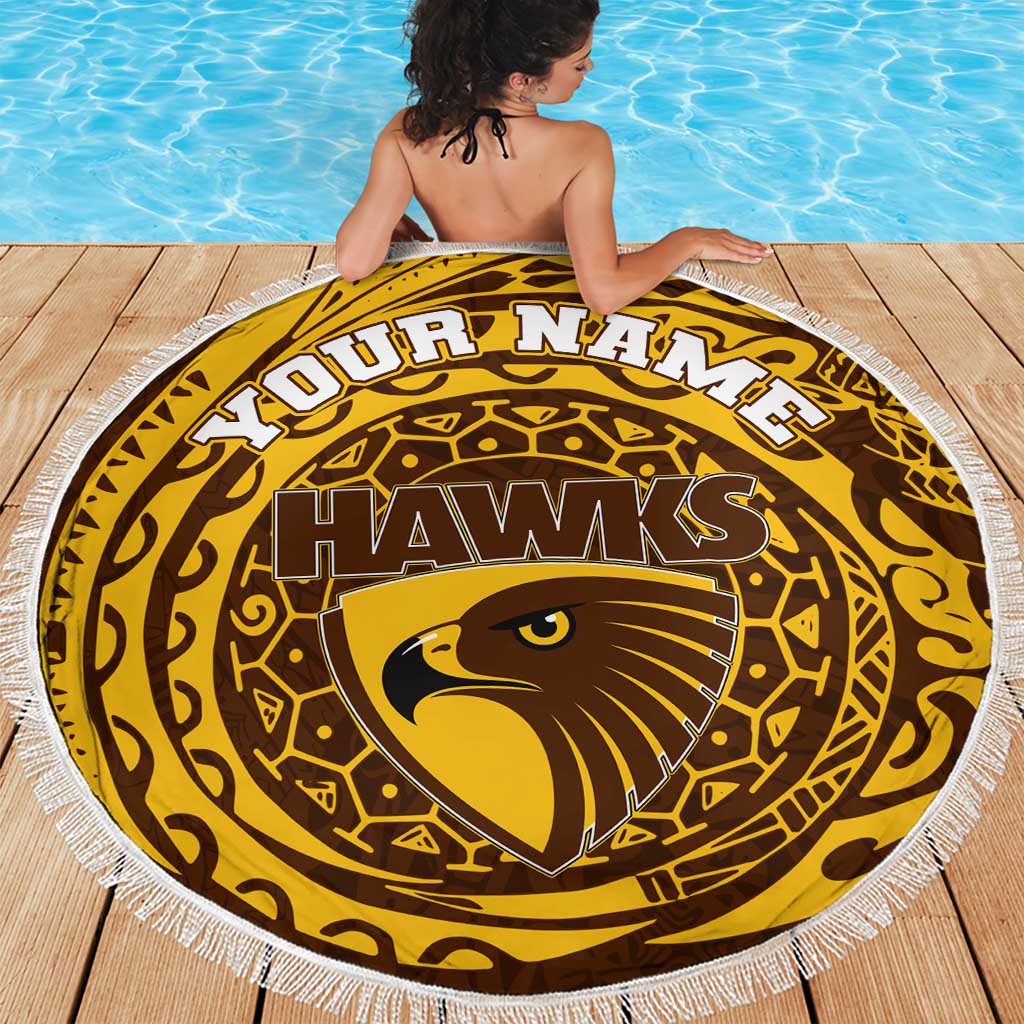 Personalized Hawthorn Hawks Polynesian Beach Blanket Tribal Chest and Sleeve Tattoo Heritage Warrior