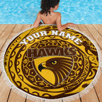 Personalized Hawthorn Hawks Polynesian Beach Blanket Tribal Chest and Sleeve Tattoo Heritage Warrior