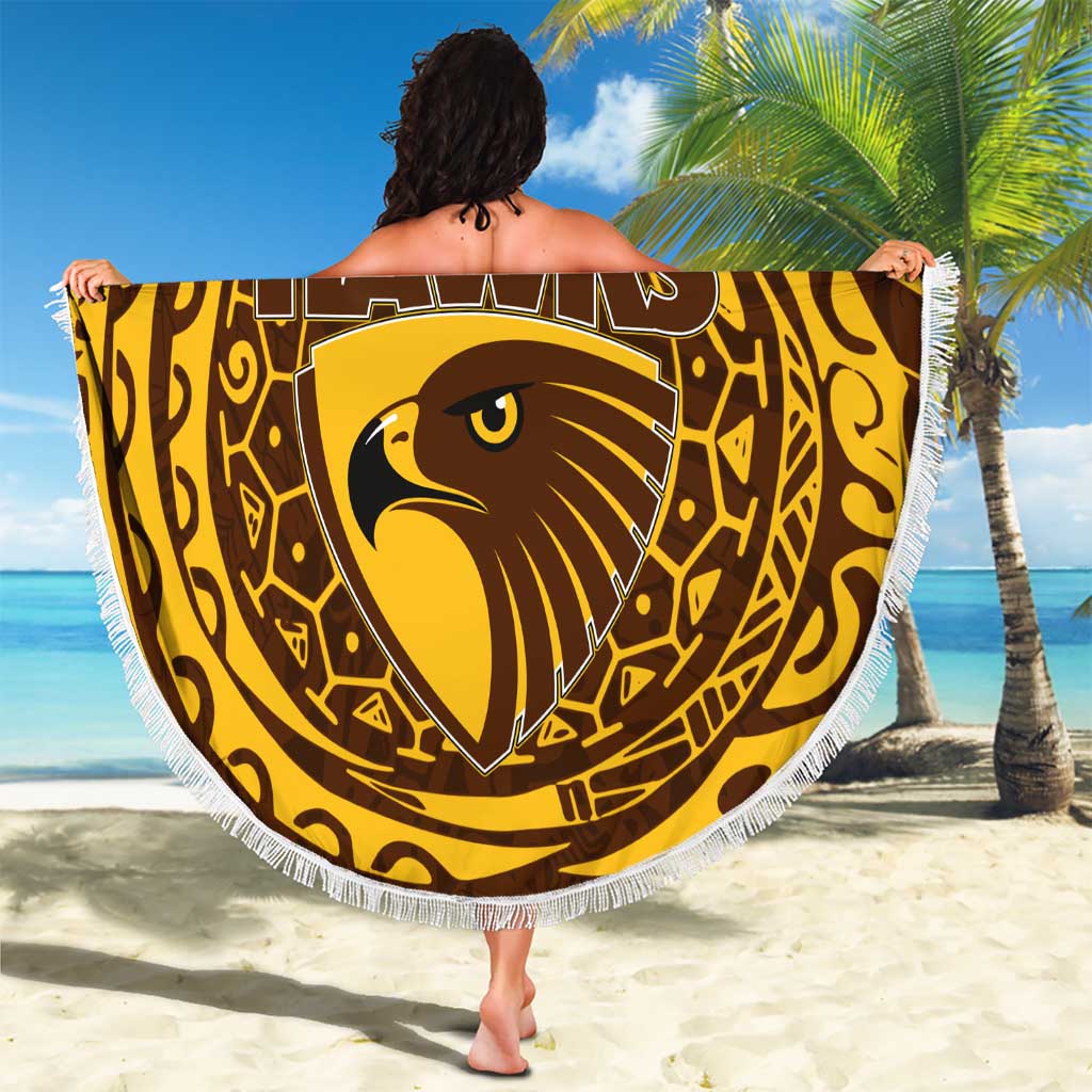 Personalized Hawthorn Hawks Polynesian Beach Blanket Tribal Chest and Sleeve Tattoo Heritage Warrior