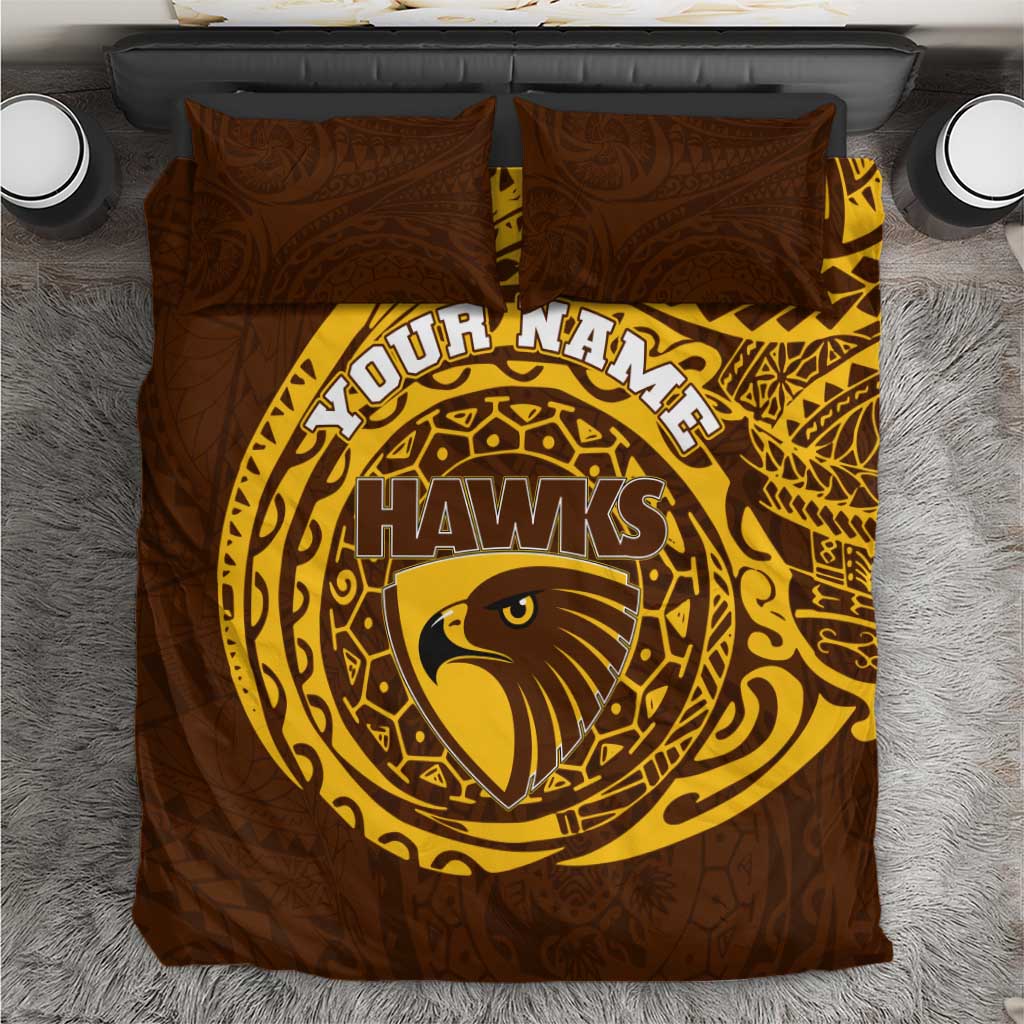 Personalized Hawthorn Hawks Polynesian Bedding Set Tribal Chest and Sleeve Tattoo Heritage Warrior