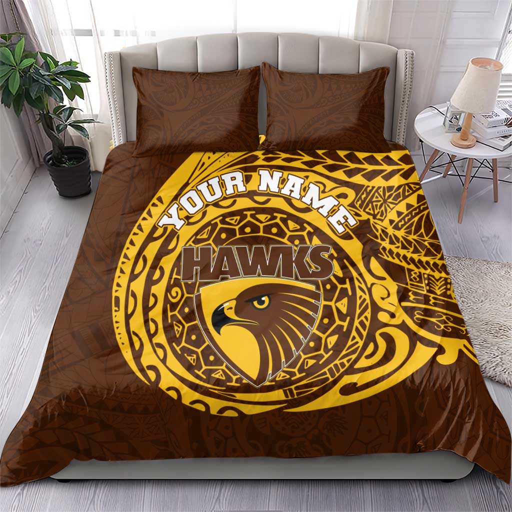 Personalized Hawthorn Hawks Polynesian Bedding Set Tribal Chest and Sleeve Tattoo Heritage Warrior