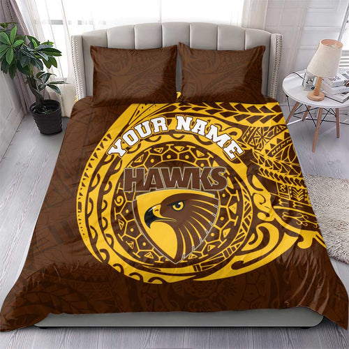 Personalized Hawthorn Hawks Polynesian Bedding Set Tribal Chest and Sleeve Tattoo Heritage Warrior