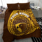 Personalized Hawthorn Hawks Polynesian Bedding Set Tribal Chest and Sleeve Tattoo Heritage Warrior