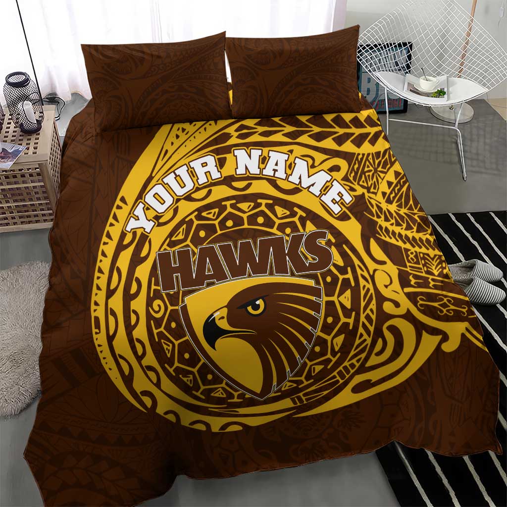 Personalized Hawthorn Hawks Polynesian Bedding Set Tribal Chest and Sleeve Tattoo Heritage Warrior