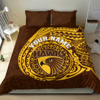 Personalized Hawthorn Hawks Polynesian Bedding Set Tribal Chest and Sleeve Tattoo Heritage Warrior