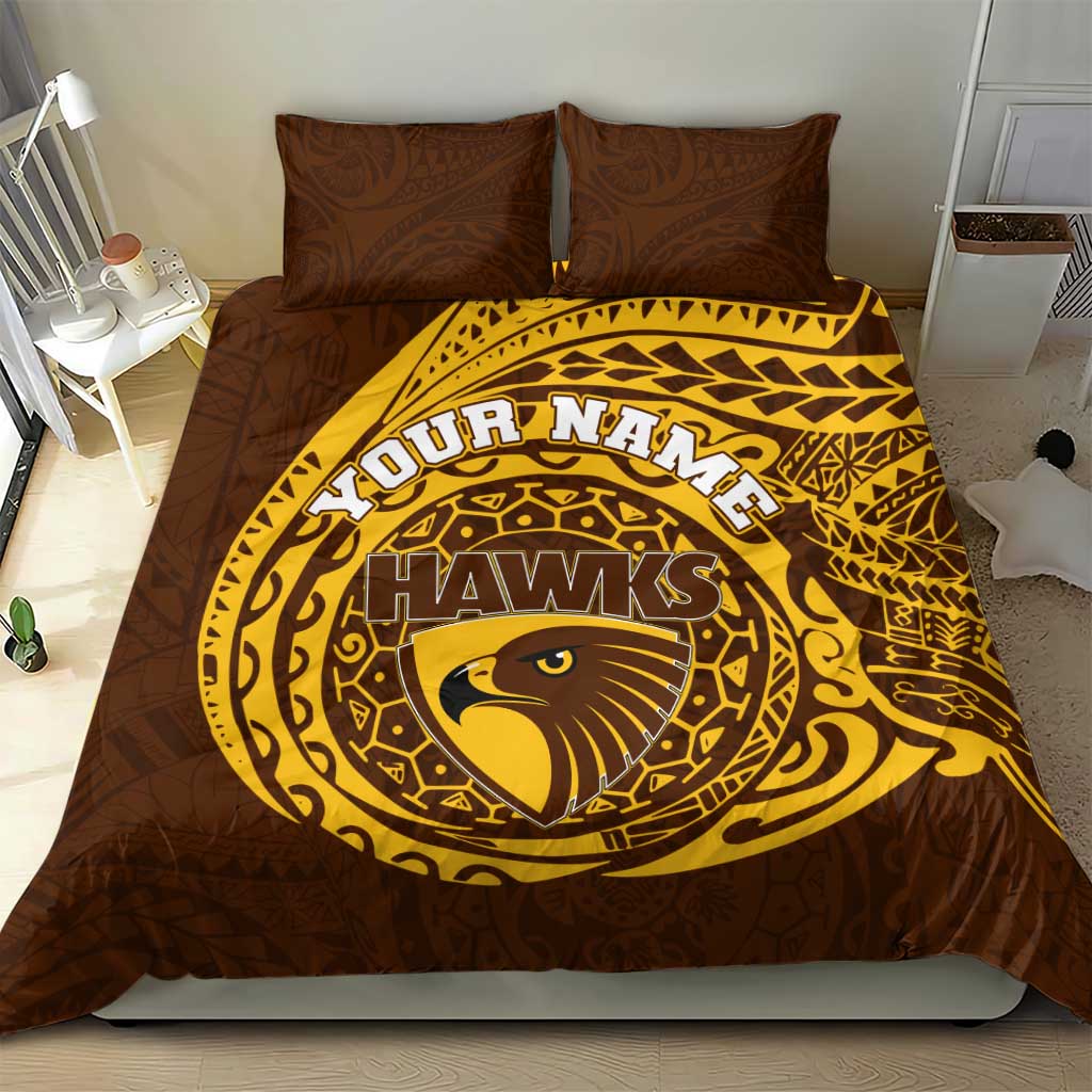 Personalized Hawthorn Hawks Polynesian Bedding Set Tribal Chest and Sleeve Tattoo Heritage Warrior