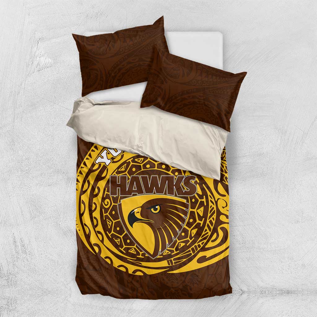 Personalized Hawthorn Hawks Polynesian Bedding Set Tribal Chest and Sleeve Tattoo Heritage Warrior