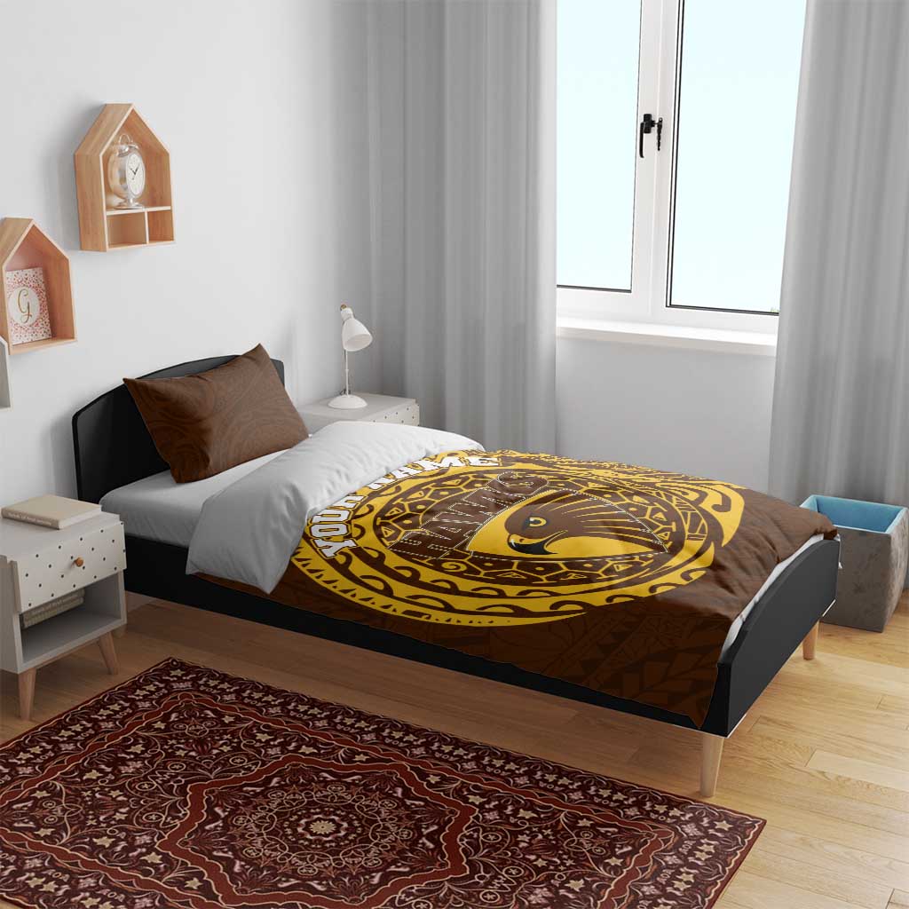 Personalized Hawthorn Hawks Polynesian Bedding Set Tribal Chest and Sleeve Tattoo Heritage Warrior