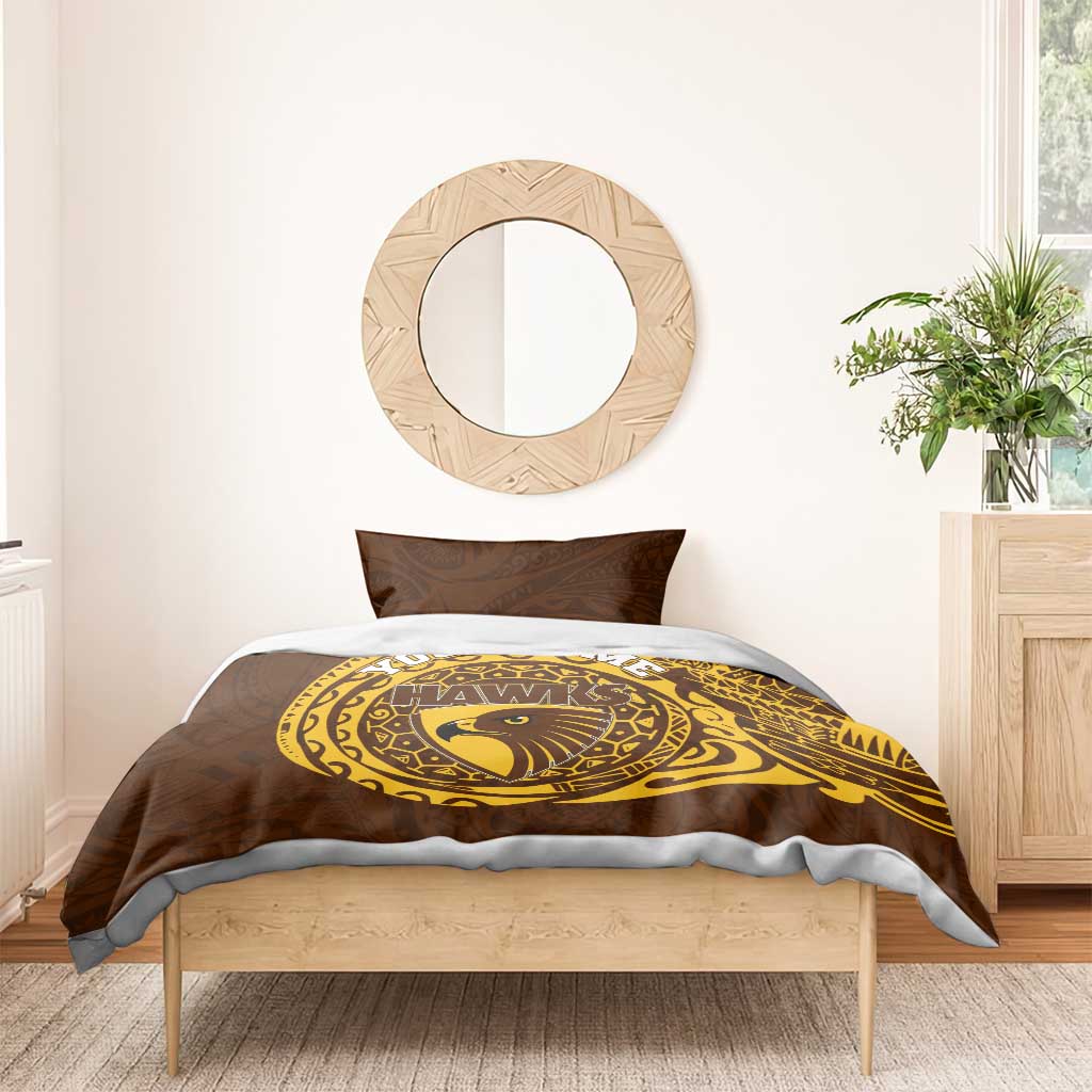 Personalized Hawthorn Hawks Polynesian Bedding Set Tribal Chest and Sleeve Tattoo Heritage Warrior