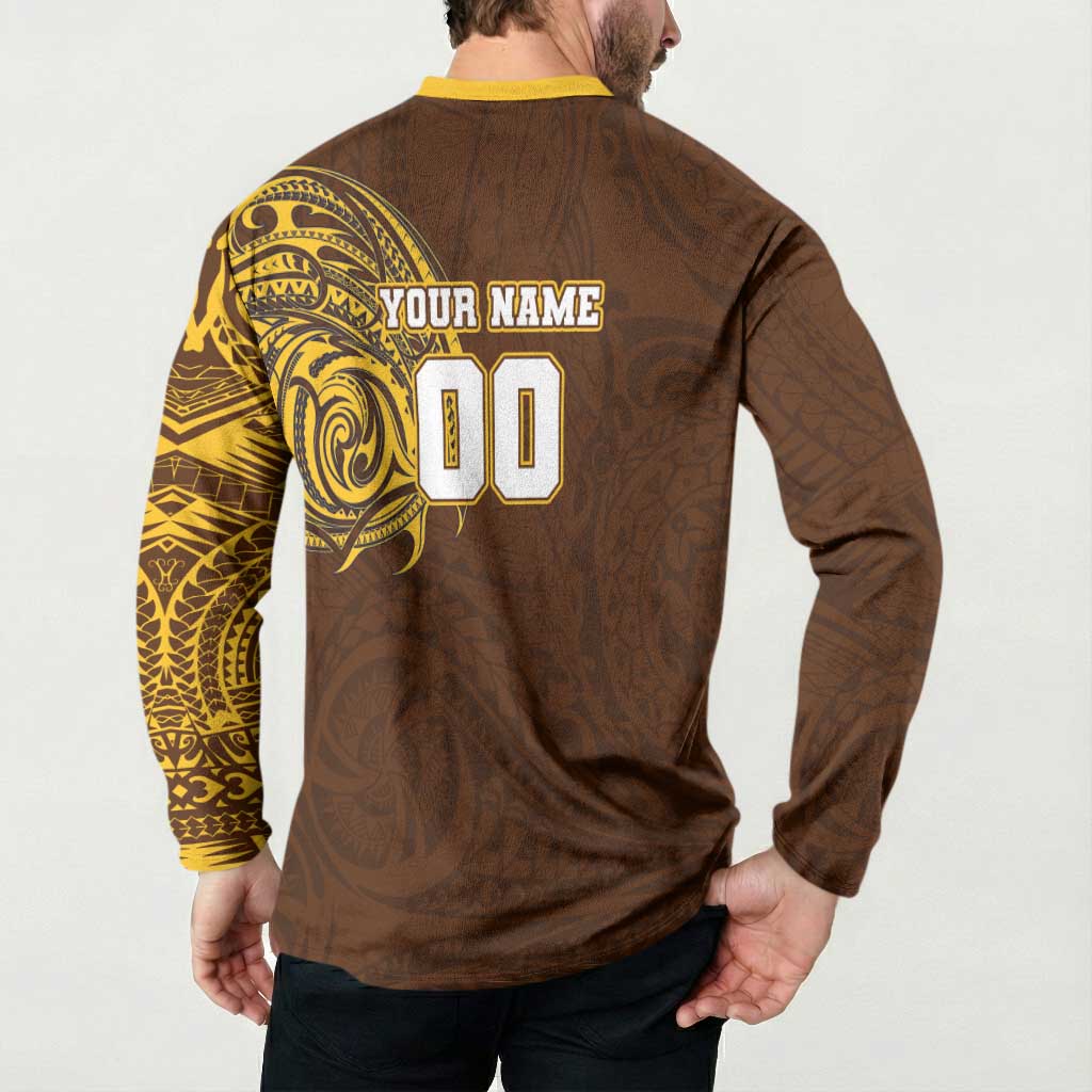 Personalized Hawthorn Hawks Polynesian Button Sweatshirt Tribal Chest and Sleeve Tattoo Heritage Warrior
