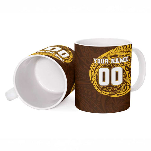 Personalized Hawthorn Hawks Polynesian Ceramic Mug Tribal Chest and Sleeve Tattoo Heritage Warrior