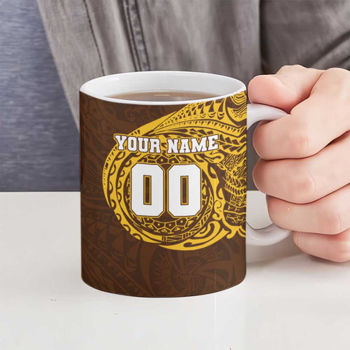 Personalized Hawthorn Hawks Polynesian Ceramic Mug Tribal Chest and Sleeve Tattoo Heritage Warrior