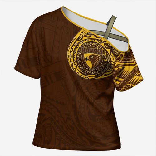 Personalized Hawthorn Hawks Polynesian Cross Shoulder Shirt Tribal Chest and Sleeve Tattoo Heritage Warrior